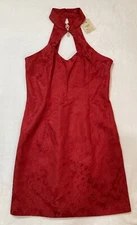 Gunne Sax Dress Jessica McClintock  Sz 11 12 Red Floral Fitted Zipper Vintage