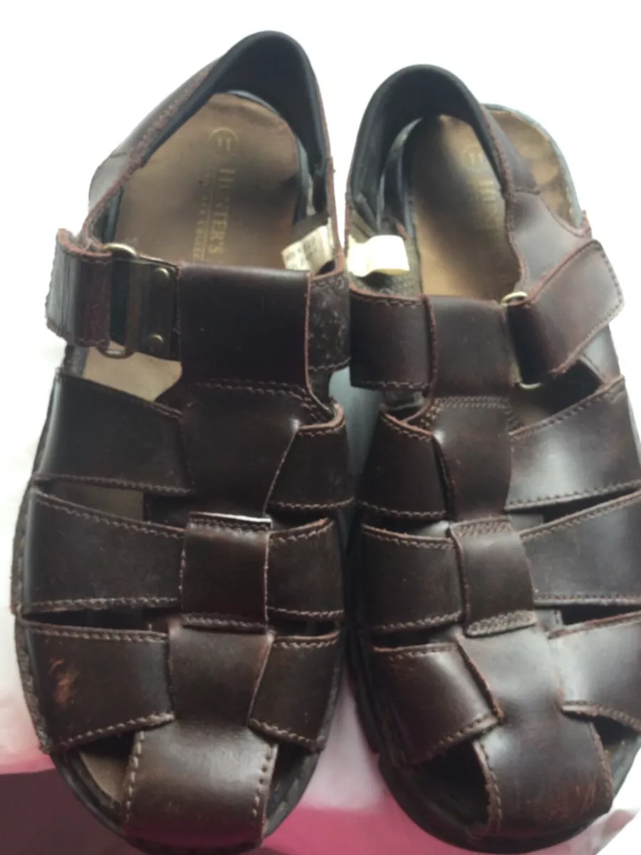 Hunters Bay Men s Fisherman Leather Sandals Shoes Color Brown Size