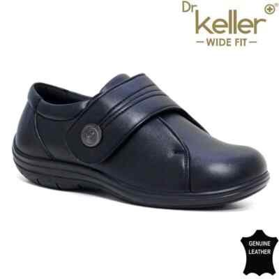 Ladies Real Leather Wide Fit Shoes Comfort Cushion Formal Office