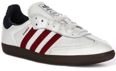 ADIDAS Samba 3 Streifen Retro Kontrast 70s Unisex Turnschuhe IN Rot Weiß UK 3 -