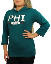 Zubaz NFL Women's Philadelphia Eagles Solid Team Color Lightweight Hoodie