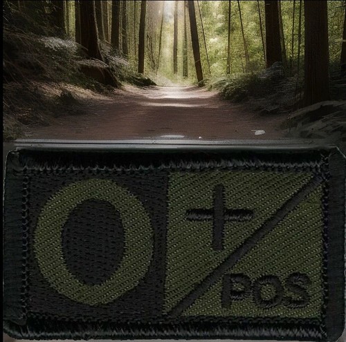 Olive Green Black Blood Type O+ Positive Patch For VELCRO® BRAND Hook Fastener