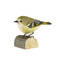 Wildlife Garden  Carved Wood Figure Bird  Goldcrest