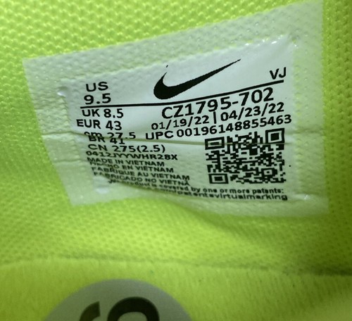 Scarpe con tacchetti da corsa Nike Zoom da uomo taglia 9,5 Rival XC 5 CZ1795-702 Neon - Foto 9 di 11