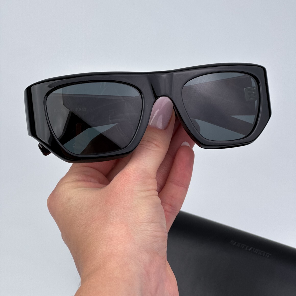 Occhiali da sole donna Saint Laurent neri avana quadrati SL740 004 NUOVI