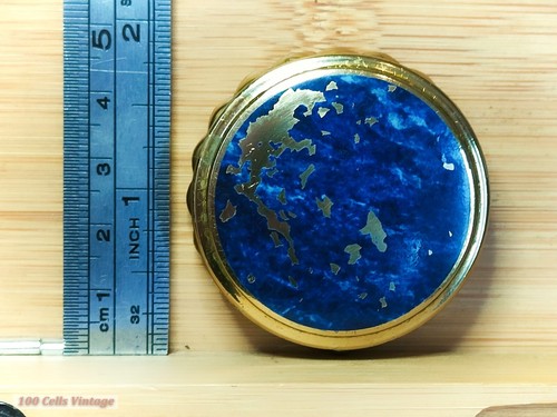 Kigu Distressed Blue and Gold-4cm-Vintage Trinket/Pill Box 1gr - Picture 6 of 6