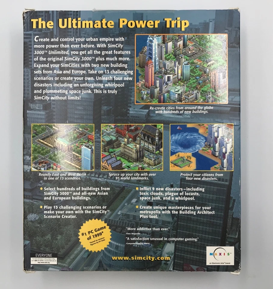 SEALED Sim City 3000 Unlimited | BIG BOX PC CD ROM | FACTORY SEALED - Image 2 of 4