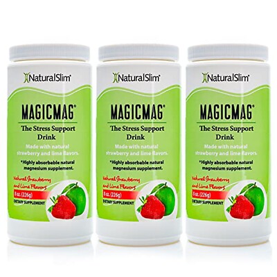 NaturalSlim MagicMag Anti Stress Drink - Pure Magnesium Citrate Powder 3-Pack