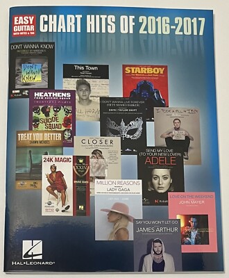 Chart Hits of 2016-2017 Easy Guitar with Notes & Tab Tablature PB Book NEW