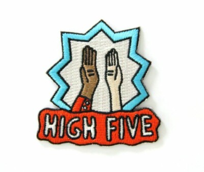 High Five Patch  Embroidered 2 1/2'' x 2 3/8'' Iron-on or Sew-on Applique Badge