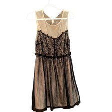 Charming Charlie Women’s Large Junior Black Lace Sleeveless Knee Dress