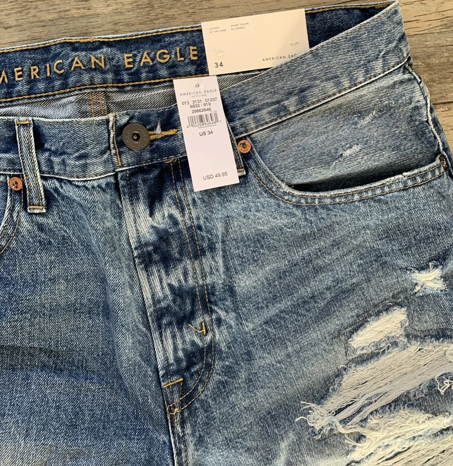 American Eagle Men's 34 Denim Jean Shorts Distressed Short Coupe - Image 3 of 4