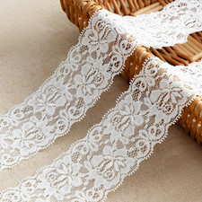 Lace Trim Ribbon, 5-Yard White Lace Ribbon, 2.36 Inch Width White Laces Trims De