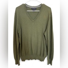 Men's Banana Republic Cotton Cashmere V Neck Pullover Sweater Large Olive Green