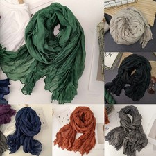 180x90cm Solid Wrinkle Plain Spring Summer Scarf Wrap See Through Light Weight  