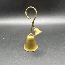 Double brass bell bells Table Desk VINTAGE Curved Handle 5" tall  Dinner Call
