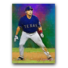 Ivan Rodriguez #8 Art Card Limited 43/50 Edward Vela Signed (Texas Rangers)