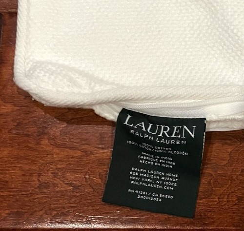 Lauren Ralph Lauren LRL Monogram White Throw Pillow Cover Heavy Cotton Coastal - Picture 3 of 5