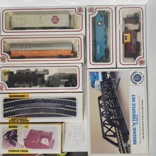 Vintage Bachmann HO Train Set Lot - 0-6-0 Steam Engine Track Bridge  Power Wrks