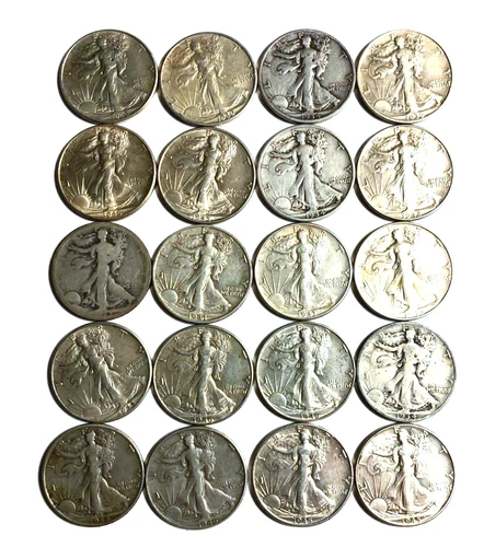 20 Walking Liberty Half Dollars - Many VF/XF  condition. FREE shipping