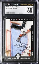 1996-97 UPPER DECK #197 RON HEXTALL SIGNED THROUGH THE GLASS CARD CGC JSA AU/9