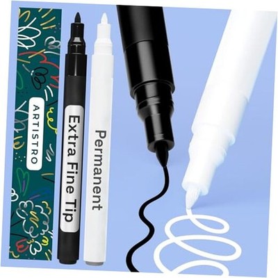  2 Permanent Marker - Waterproof Markers for Tire, Black & White Extra Fine Tip