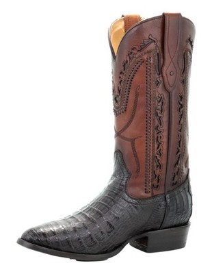 Corral Western Boots Mens Caiman R Toe Laser 8.5 D Chocolate C3245