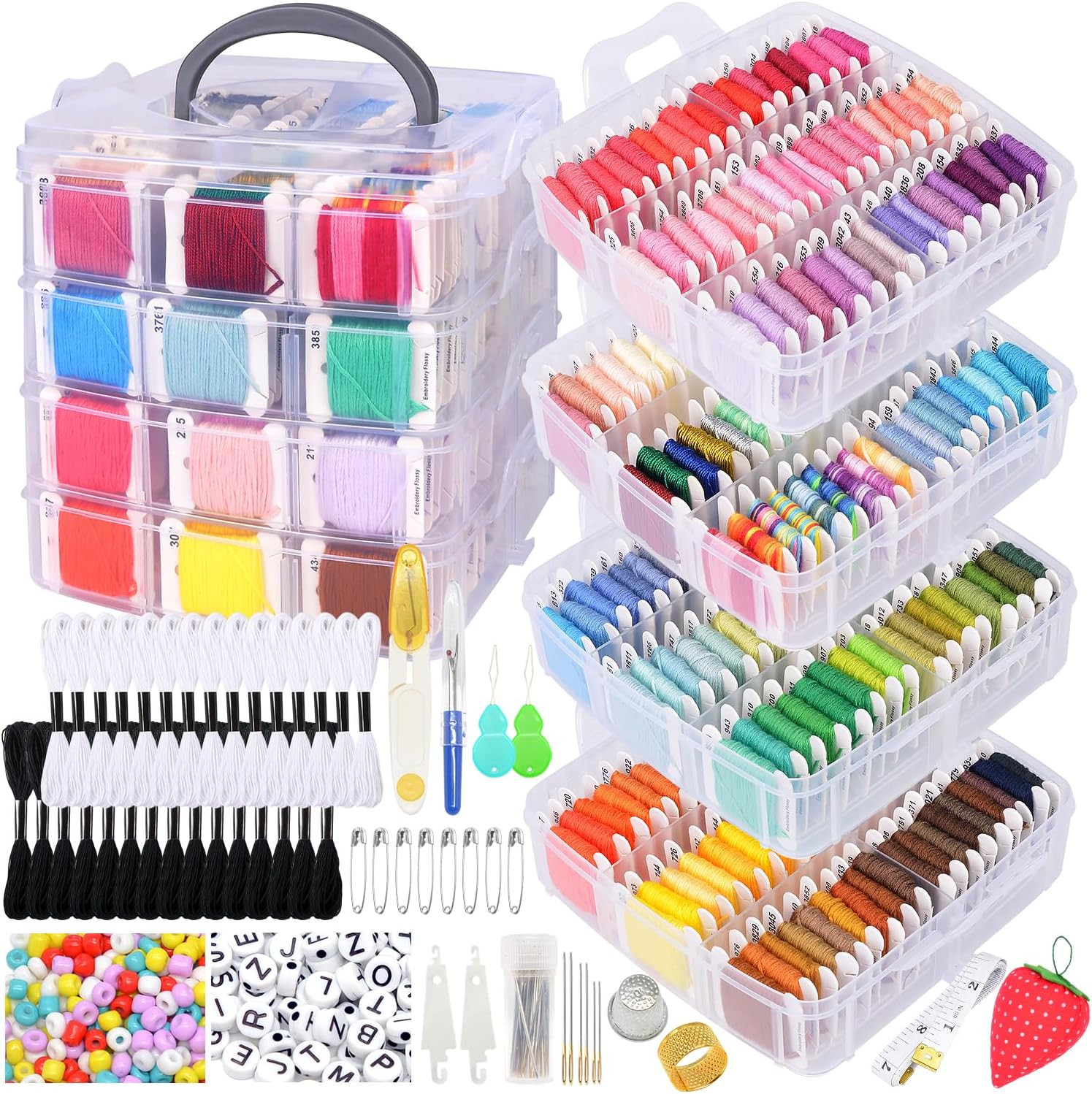 Floss Kit Thread W Tools Beads Organizer Box Set