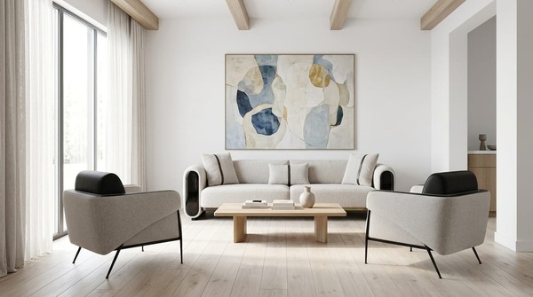 Wohnlandschaft Sofa 3+1+1-Sitzer Beige Textil Modern ZeitgenöSsisch-image