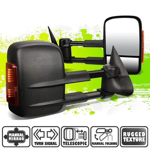 Black Manual Side Towing Mirrors LED Turn Signal for Silverado Sierra 99-07