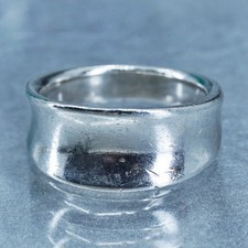 Size 8.5, vintage Sterling 925 silver handmade ring, modern ribbed band