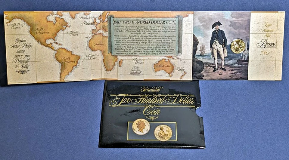1987 Australia $200 Uncirculated Gold Coin - Arthur Phillip - 0.916 Fine 10g ... - Image 3 of 3