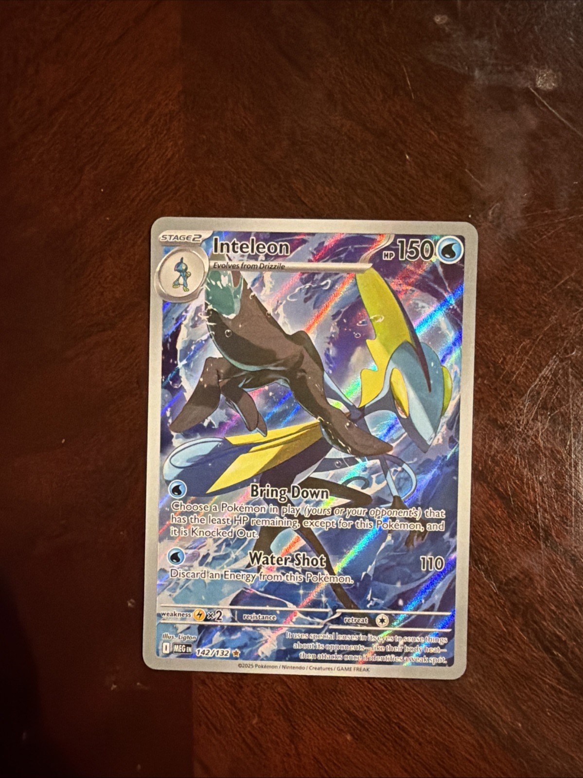 Pokémon Inteleon Holo Card 142/132 Me01: Mega Evolution NM Condition