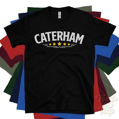 CATERHAM 5-STAR RETRO LOGO T-SHIRT redhill surrey england uk north downs