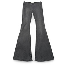 Free People Penny Pull On Flare Jeans Gray Black Faded Bell Bottoms Size 25