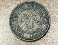 1881 Colombia 2 1/2 Centavos KM#180