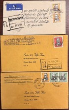 Liberia #438,#439(2),#442-3 on covers to US 1969-70 (3 covers,2 registered)   *d