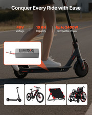 48V Electric Scooter Battery 10Ah Ebike Lithium Pack with 30A BMS 500 Cycles