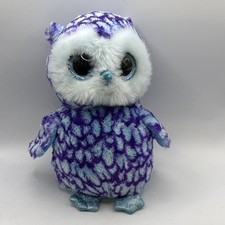 Ty Beanie Boos Oscar the Owl Stuffed Animal Plush Blue Glitter Eyes Retired 9.8”