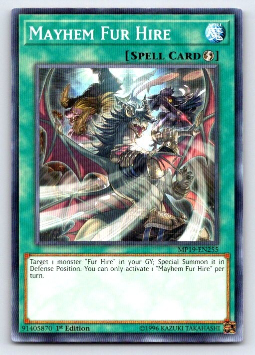 Rafale, Champion Fur Hire MP19-EN253 YuGiOh 2019 Gold Sarcophagus Tin Mega Pack trading card — raw and PSA graded price guide