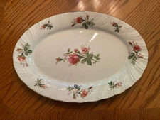 Lynns Victorian Rose Gold Trim Oval Serving Platter 14.15 x 9.75 x 1.2