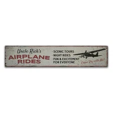 Airplane Rides Name Vintage Distressed Sign, Personalized Wood Sign