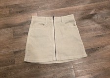 Women s ivory Corduroy zip-up Size 4 Mini Skirt American Eagle Outfitters Y2K