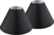GO SO Set of 2 Black Lamp Shade Fabric Large Lampshades,Barrel Lamp Shades 6.5 x