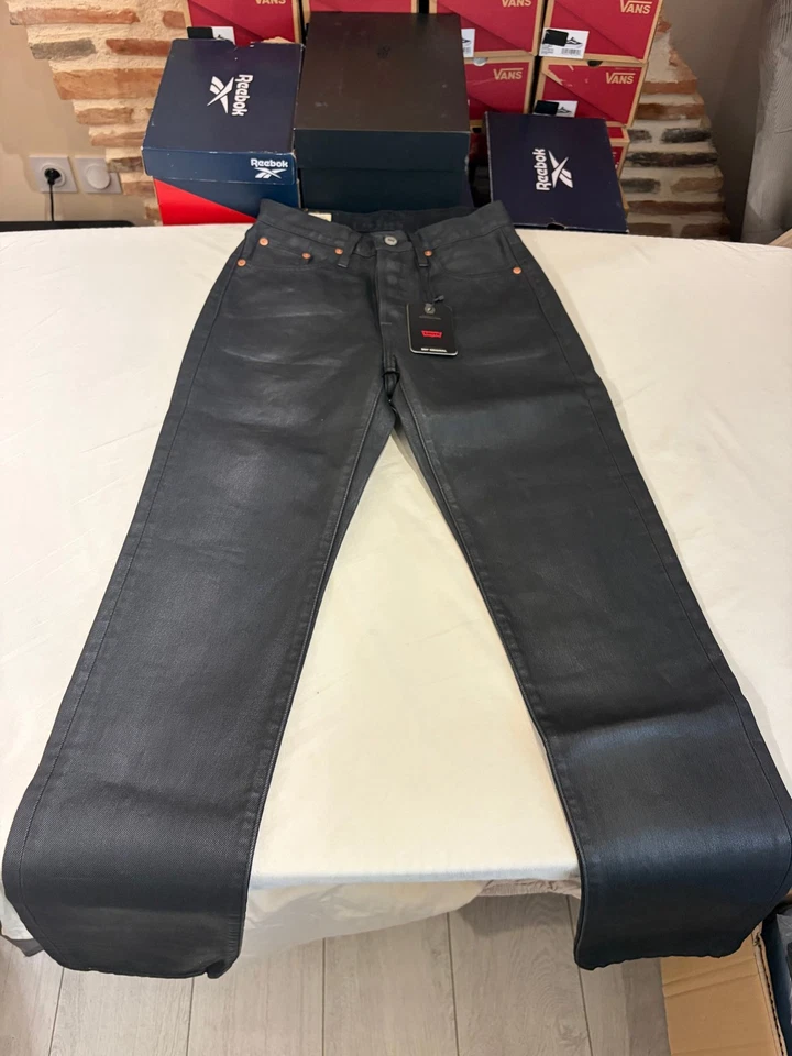 Levi's 501 Original Femme Neuf - Jean Enduit Gris Anthracite Taille 24x32 - Photo 3/4