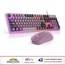 RGB LED Backlit Gaming Keyboard and Mouse Combo with 104 Keys Wired Design
