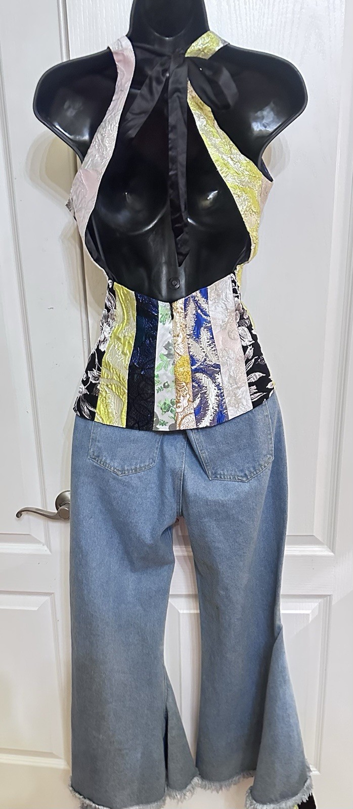 Upcycled two piece Colorful Patchwork brocade Den… - image 6