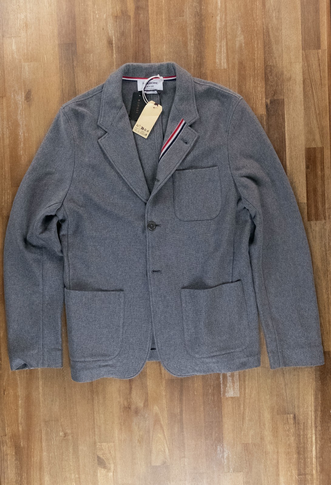 THOM BROWNE gray double face knit cotton Sack jacket Size Medium authentic image 5