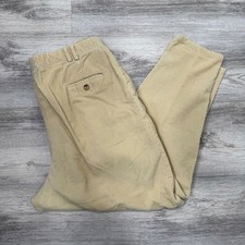 Lands End Vintage Corduroy Pants Tan Beige Pleated Tapered High Rise USA Size 16