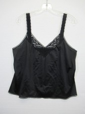 Vintage Vanity Fair Satin Camisole Size 40 Black Lace Trim Nylon